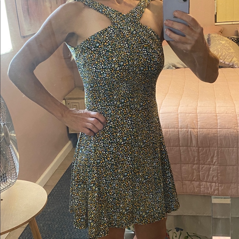 Michael Kors Black and Yellow Floral Mini Dress